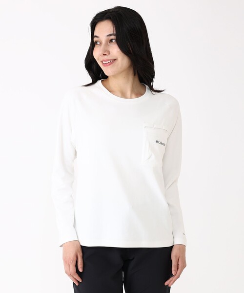 Columbia(コロンビア)の「UVカット 速乾 Columbia/マウンテンズアーコーリング ロングスリーブ Tシャツ/コロンビア(Tシャツ/カットソー・レディース・ブラック/ホワイト/ブルーグリーン・S/XS/XL/L/M)」の2枚目の写真