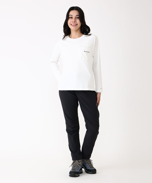 Columbia(コロンビア)の「UVカット 速乾 Columbia/マウンテンズアーコーリング ロングスリーブ Tシャツ/コロンビア(Tシャツ/カットソー・レディース・ブラック/ホワイト/ブルーグリーン・S/XS/XL/L/M)」の4枚目の写真
