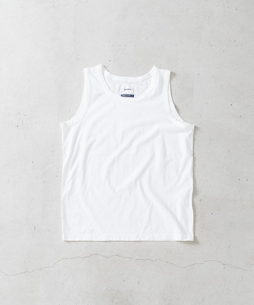 quadro(クオドロ)の「ハードツイスト天竺タンクトップ(Tシャツ/カットソー・メンズ・ブラック/ホワイト/ベージュ・MEDIUM/LARGE)」の1枚目の写真