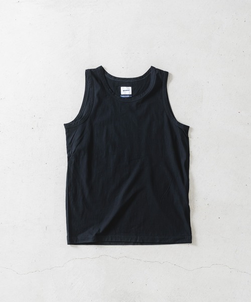 quadro(クオドロ)の「ハードツイスト天竺タンクトップ(Tシャツ/カットソー・メンズ・ブラック/ホワイト/ベージュ・MEDIUM/LARGE)」の2枚目の写真