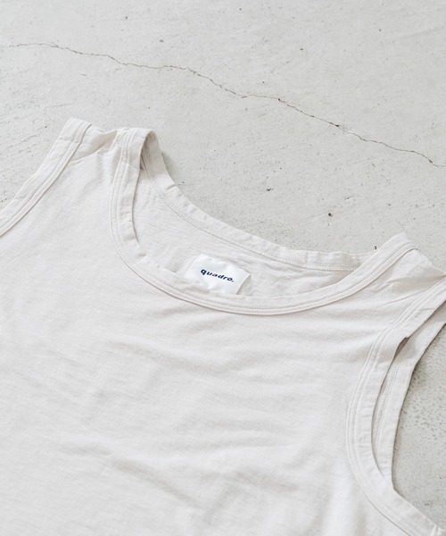 quadro(クオドロ)の「ハードツイスト天竺タンクトップ(Tシャツ/カットソー・メンズ・ブラック/ホワイト/ベージュ・MEDIUM/LARGE)」の8枚目の写真