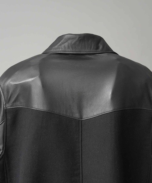 MAISON SPECIAL（メゾンスペシャル）の「《UNISEX》Sheep Leather Melton Combination Chester coat/シープレザーメルトンコンビチェスターコート【MAISON SPECIAL/メゾンスペシャル】（トレンチコート・メンズ・ブラック・0/1/2）」の15枚目の写真