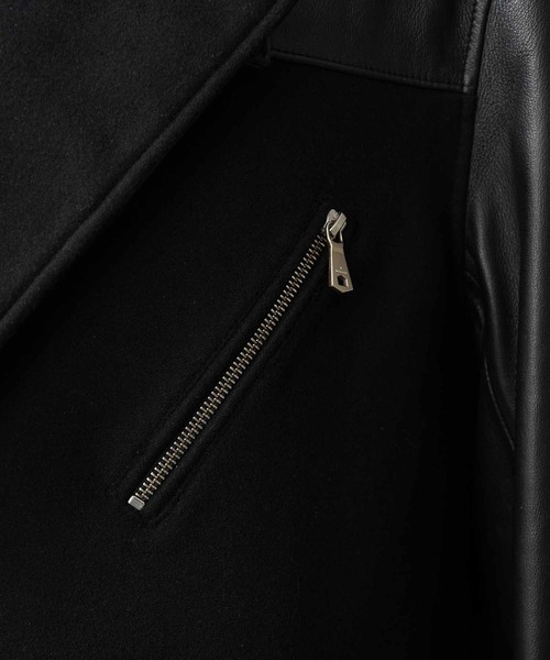 MAISON SPECIAL（メゾンスペシャル）の「《UNISEX》Sheep Leather Melton Combination Chester coat/シープレザーメルトンコンビチェスターコート【MAISON SPECIAL/メゾンスペシャル】（トレンチコート・メンズ・ブラック・0/1/2）」の12枚目の写真