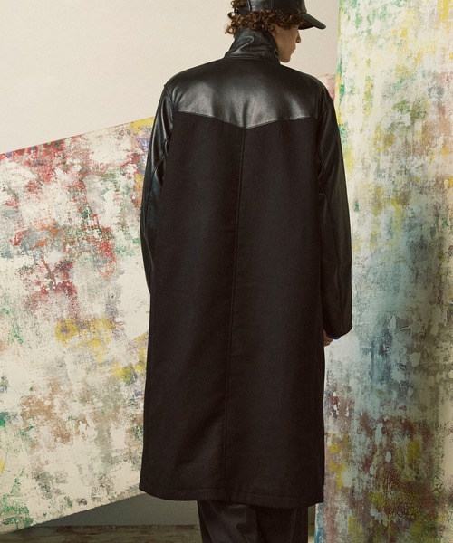 メゾンスペシャル♡レイヤードメルトンチェスターコート ファーベスト ベルト付き UNISEX》Sheep Leather Melton Combination Chester coat/シープレザー