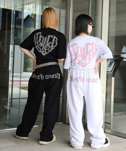 ATMARK（アットマーク）の「《フリーサイズ　/　UNISEX　》ATMARK　ハートロゴラインストーン　スウェットパンツ（デニムパンツ・レディース・ブラック/ホワイト・FREE）」の14枚目の写真