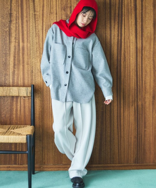 Doux archives(ドゥアルシーヴ)の「ジャージメルトンシャツジャケット(その他アウター・レディース・グレー/ベージュ/ブラウン・38)」の4枚目の写真