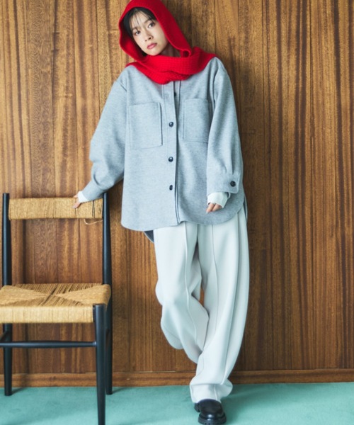 Doux archives(ドゥアルシーヴ)の「ジャージメルトンシャツジャケット(その他アウター・レディース・グレー/ベージュ/ブラウン・38)」の5枚目の写真