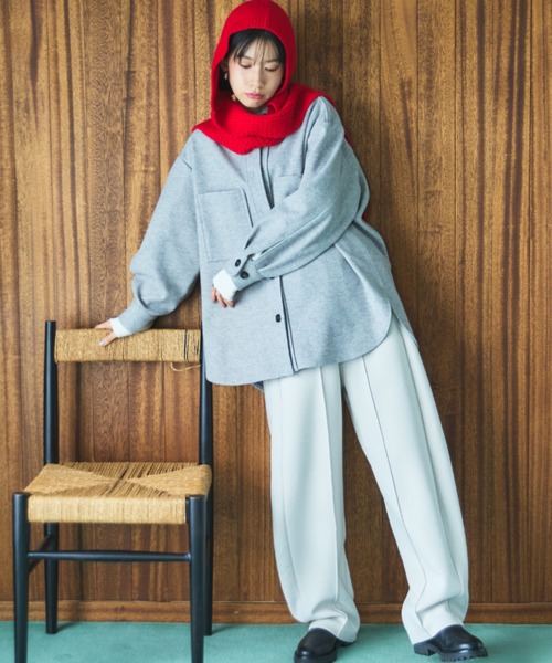 Doux archives(ドゥアルシーヴ)の「ジャージメルトンシャツジャケット(その他アウター・レディース・グレー/ベージュ/ブラウン・38)」の7枚目の写真