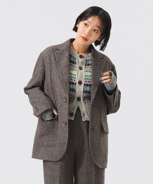 ツイード スリーボタン ビッグジャケット（テーラードジャケット