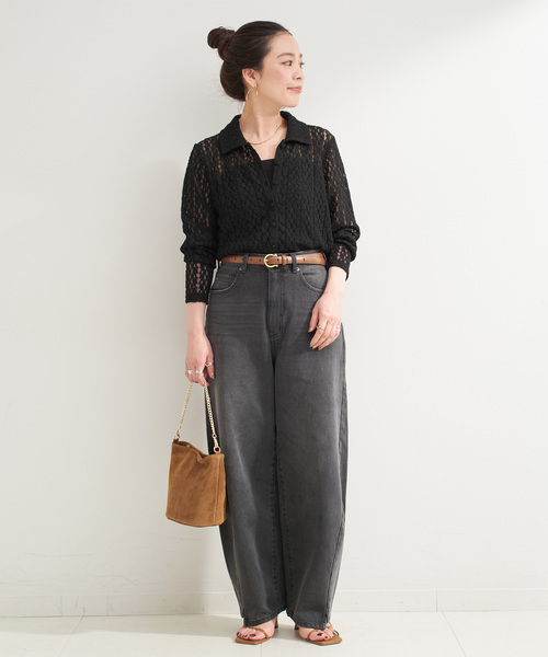 B.C STOCK（ベーセーストック）の「【WEB限定】手洗い可 / レースシャツ（シャツ/ブラウス・レディース・ブラック/アイボリー・FREE）」の3枚目の写真