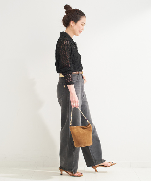 B.C STOCK（ベーセーストック）の「【WEB限定】手洗い可 / レースシャツ（シャツ/ブラウス・レディース・ブラック/アイボリー・FREE）」の5枚目の写真