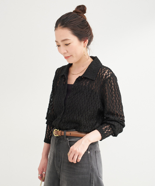 B.C STOCK（ベーセーストック）の「【WEB限定】手洗い可 / レースシャツ（シャツ/ブラウス・レディース・ブラック/アイボリー・FREE）」の11枚目の写真