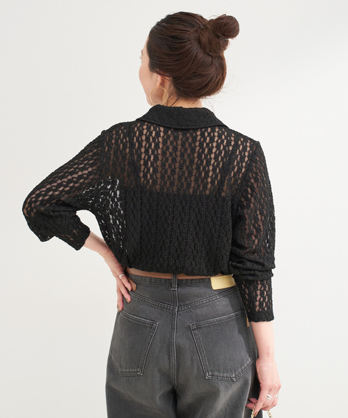 B.C STOCK（ベーセーストック）の「【WEB限定】手洗い可 / レースシャツ（シャツ/ブラウス・レディース・ブラック/アイボリー・FREE）」の13枚目の写真