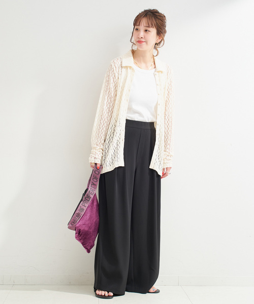 B.C STOCK（ベーセーストック）の「【WEB限定】手洗い可 / レースシャツ（シャツ/ブラウス・レディース・ブラック/アイボリー・FREE）」の15枚目の写真