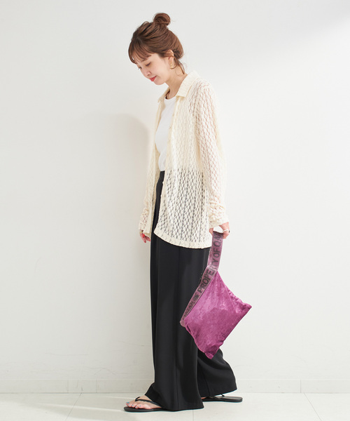 B.C STOCK（ベーセーストック）の「【WEB限定】手洗い可 / レースシャツ（シャツ/ブラウス・レディース・ブラック/アイボリー・FREE）」の16枚目の写真