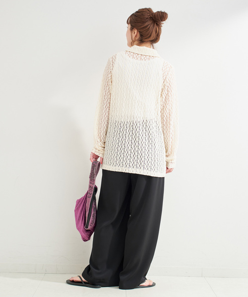 B.C STOCK（ベーセーストック）の「【WEB限定】手洗い可 / レースシャツ（シャツ/ブラウス・レディース・ブラック/アイボリー・FREE）」の17枚目の写真