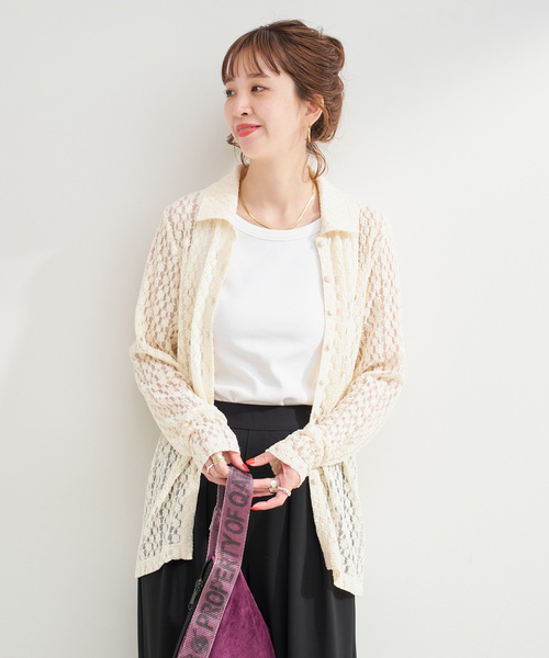 B.C STOCK（ベーセーストック）の「【WEB限定】手洗い可 / レースシャツ（シャツ/ブラウス・レディース・ブラック/アイボリー・FREE）」の19枚目の写真
