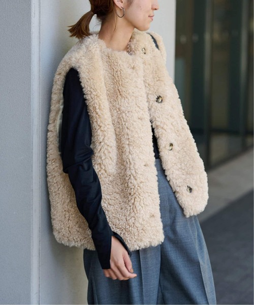 【新品・タグ付】フレームワーク フェイクファーベスト 定価¥33,000 ≪追加≫フェイクファーベスト（その他アウター）｜FRAMeWORK