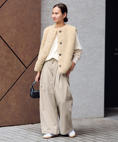 フレームワークフェイクファーベスト ベージュ フレームワーク FRAMeWORK ≪追加≫フェイクファーベスト （ベージュ A