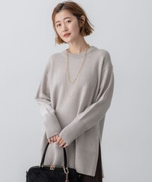 カシミヤブレンド サイドジップ  ニットチュニック