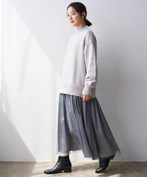 【洗える】ニットチュールドッキングワンピース