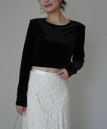anuans | ベロアクロップドカットトップス(Tシャツ/カットソー)
