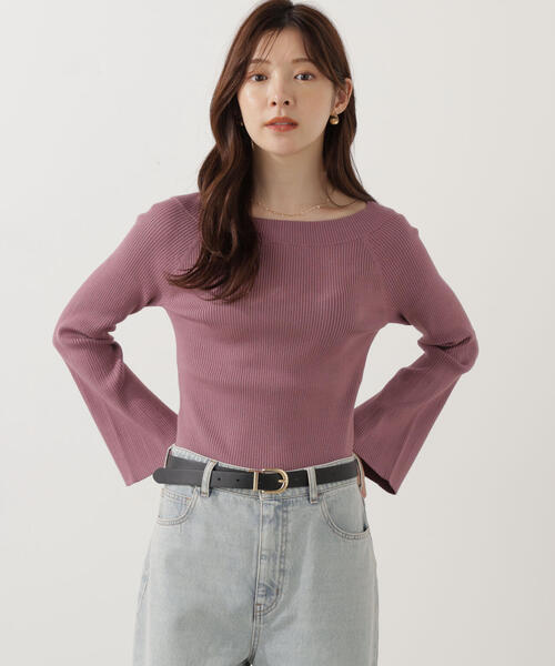 PROPORTION BODY DRESSING（プロポーションボディドレッシング）の「＜ウォッシャブル＞フレアスリーブオフショルニット / 1215270014（ニット/セーター・レディース・ピンク/ホワイト系その他/ブルー/ブラック・MEDIUM/SMALL）」の4枚目の写真