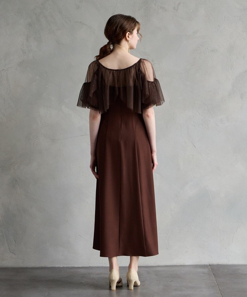 AIMER(エメ)の「グリッターチュールフリルスリーブブラウス×キャミソールロングワンピース 2点セットパーティードレス 結婚式 お呼ばれ ドレス 20代 30代(ドレス・レディース・チャコールグレー/スカイブルー/ブラウン・MEDIUM/SMALL)」の11枚目の写真