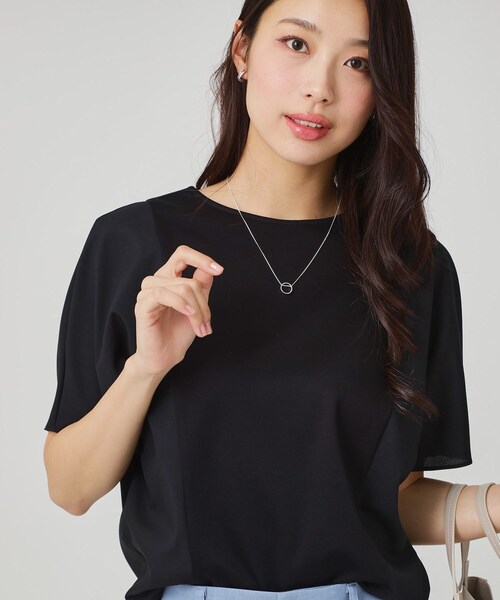 COUP DE CHANCE（クードシャンス）の「【手洗い可／日本製】ドルマンジャージトップス（Tシャツ/カットソー・レディース・ボルドー/ブラック/ホワイト/グリーン系・34/38）」の2枚目の写真