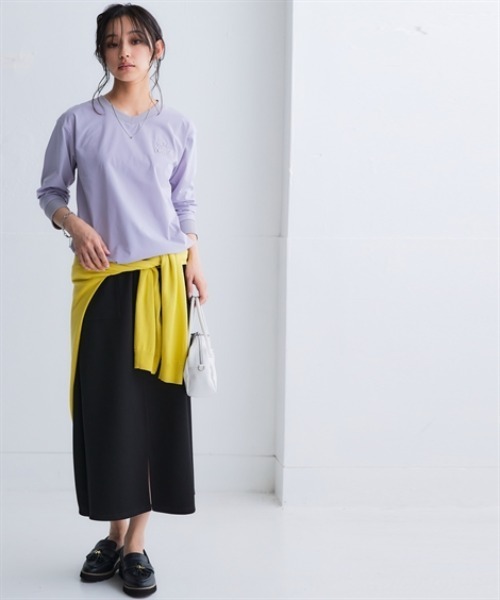 nissen（ニッセン）の「なめらかポンチ素材　前スリットタイトスカート（セットアップ可能）＜大きいサイズ有＞（スカート・レディース・ブラック/チャコールグレー/グリーン/モカ・S/M/L/LL）」の7枚目の写真