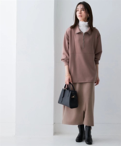 nissen（ニッセン）の「なめらかポンチ素材　前スリットタイトスカート（セットアップ可能）＜大きいサイズ有＞（スカート・レディース・ブラック/チャコールグレー/グリーン/モカ・S/M/L/LL）」の12枚目の写真