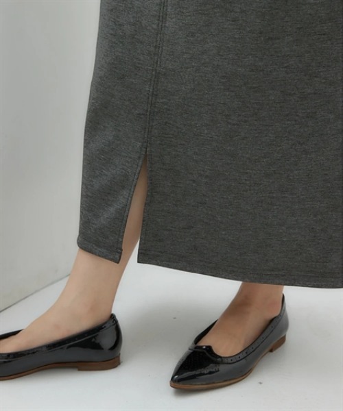 nissen（ニッセン）の「なめらかポンチ素材　前スリットタイトスカート（セットアップ可能）＜大きいサイズ有＞（スカート・レディース・ブラック/チャコールグレー/グリーン/モカ・S/M/L/LL）」の19枚目の写真