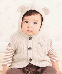 SLAP SLIP BABY | 【お揃い】クマ耳フード付き裏ボアニットベストベビー(70~80cm)(その他ベビーウェア)