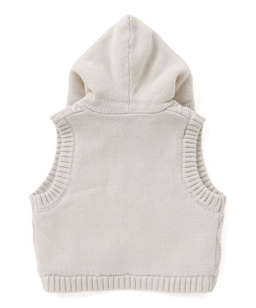 SLAP SLIP BABY（スラップスリップベビー）の「【お揃い】クマ耳フード付き裏ボアニットベストベビー(70~80cm)（その他ベビーウェア・キッズ・ネイビー/オフホワイト・FREE）」の11枚目の写真