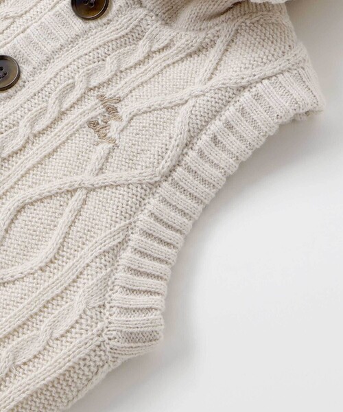 SLAP SLIP BABY（スラップスリップベビー）の「【お揃い】クマ耳フード付き裏ボアニットベストベビー(70~80cm)（その他ベビーウェア・キッズ・ネイビー/オフホワイト・FREE）」の13枚目の写真