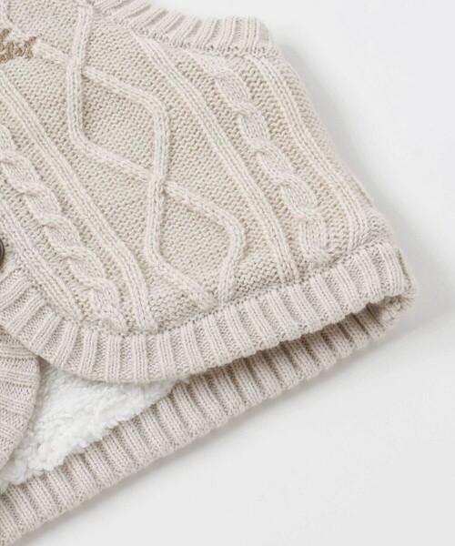 SLAP SLIP BABY（スラップスリップベビー）の「【お揃い】クマ耳フード付き裏ボアニットベストベビー(70~80cm)（その他ベビーウェア・キッズ・ネイビー/オフホワイト・FREE）」の15枚目の写真