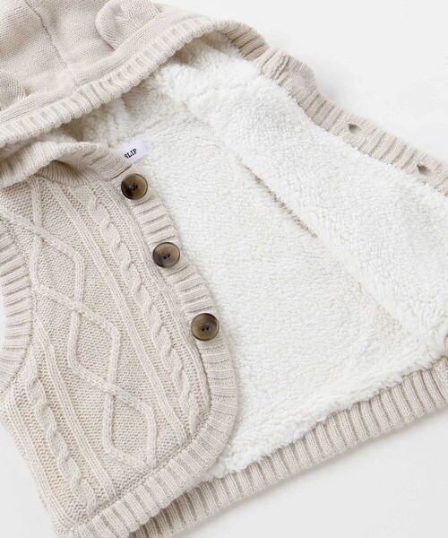 SLAP SLIP BABY（スラップスリップベビー）の「【お揃い】クマ耳フード付き裏ボアニットベストベビー(70~80cm)（その他ベビーウェア・キッズ・ネイビー/オフホワイト・FREE）」の16枚目の写真