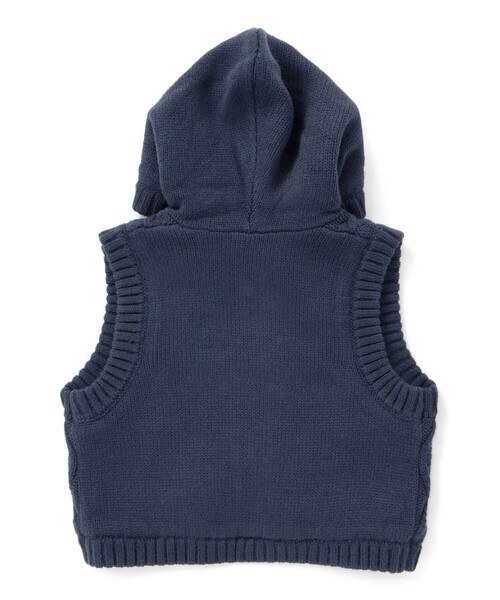 SLAP SLIP BABY（スラップスリップベビー）の「【お揃い】クマ耳フード付き裏ボアニットベストベビー(70~80cm)（その他ベビーウェア・キッズ・ネイビー/オフホワイト・FREE）」の4枚目の写真