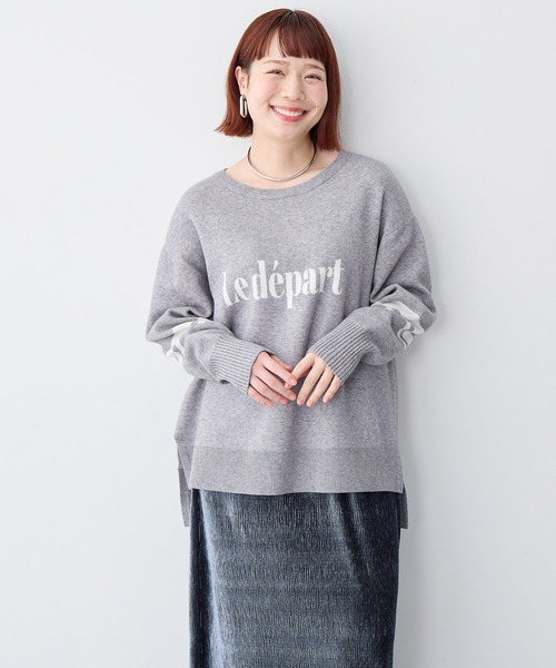 anyfee(エニフィー)の「【anyfee/大きいサイズ】ジャガードロゴニットプルオーバー(ニット/セーター・レディース・ブラウン/アイボリー/杢グレー・5L/4L/3L/LL)」の2枚目の写真