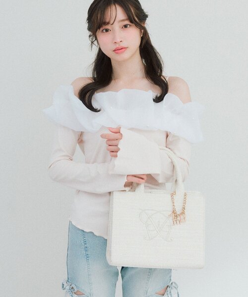 OLIVE des OLIVE（オリーブデオリーブ）の「【タブレット対応/推し活】Aimerianejoie刺繍入りミニトート（トートバッグ・レディース・ライトグレー/アイボリー/ブラック/サックスブルー・FREE）」の17枚目の写真