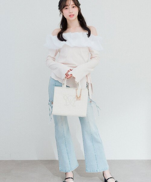 OLIVE des OLIVE（オリーブデオリーブ）の「【タブレット対応/推し活】Aimerianejoie刺繍入りミニトート（トートバッグ・レディース・ライトグレー/アイボリー/ブラック/サックスブルー・FREE）」の20枚目の写真