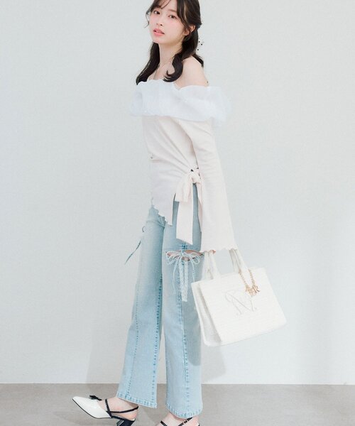 OLIVE des OLIVE（オリーブデオリーブ）の「【タブレット対応/推し活】Aimerianejoie刺繍入りミニトート（トートバッグ・レディース・ライトグレー/アイボリー/ブラック/サックスブルー・FREE）」の21枚目の写真