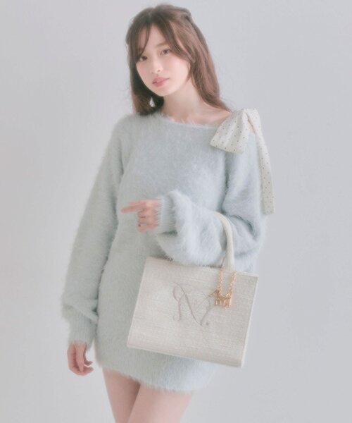 OLIVE des OLIVE（オリーブデオリーブ）の「【タブレット対応/推し活】Aimerianejoie刺繍入りミニトート（トートバッグ・レディース・ライトグレー/アイボリー/ブラック/サックスブルー・FREE）」の22枚目の写真