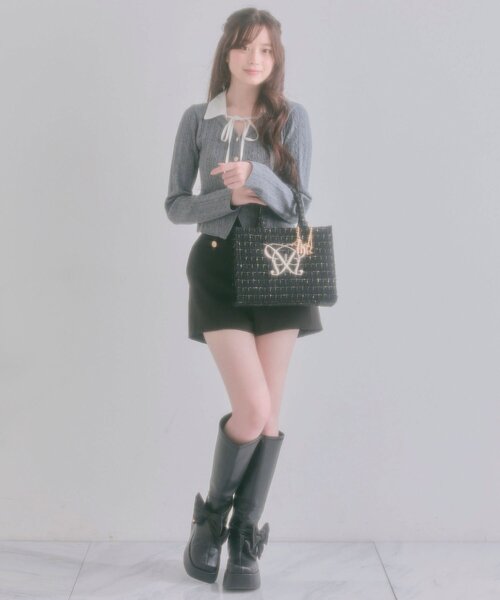 OLIVE des OLIVE(オリーブデオリーブ)の「【タブレット対応/推し活】Aimerianejoie刺繍入りミニトート(トートバッグ・レディース・ライトグレー/アイボリー/ブラック/サックスブルー・FREE)」の14枚目の写真