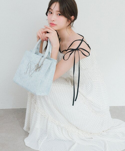 OLIVE des OLIVE(オリーブデオリーブ)の「【タブレット対応/推し活】Aimerianejoie刺繍入りミニトート(トートバッグ・レディース・ライトグレー/アイボリー/ブラック/サックスブルー・FREE)」の8枚目の写真