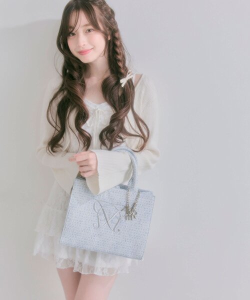 OLIVE des OLIVE(オリーブデオリーブ)の「【タブレット対応/推し活】Aimerianejoie刺繍入りミニトート(トートバッグ・レディース・ライトグレー/アイボリー/ブラック/サックスブルー・FREE)」の11枚目の写真