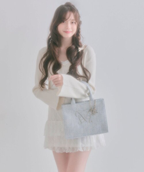 Aimerianejoie（エメリアーヌジョワ）の「【タブレット対応/推し活】Aimerianejoie刺繍入りミニトート（トートバッグ・レディース・ライトグレー/アイボリー/ブラック/サックスブルー/イエロー/ピンク/ラベンダー・FREE）」の12枚目の写真