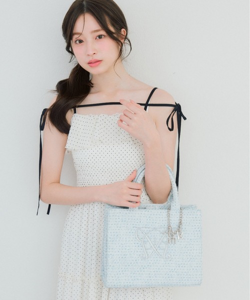 OLIVE des OLIVE（オリーブデオリーブ）の「【タブレット対応/推し活】Aimerianejoie刺繍入りミニトート（トートバッグ・レディース・ライトグレー/アイボリー/ブラック/サックスブルー・FREE）」の7枚目の写真