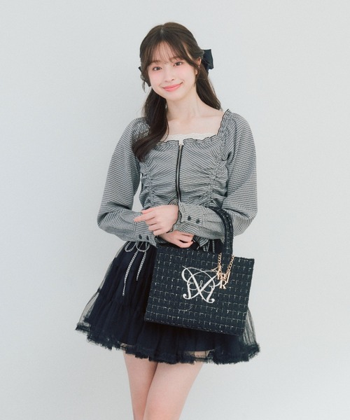 OLIVE des OLIVE（オリーブデオリーブ）の「【タブレット対応/推し活】Aimerianejoie刺繍入りミニトート（トートバッグ・レディース・ライトグレー/アイボリー/ブラック/サックスブルー・FREE）」の5枚目の写真