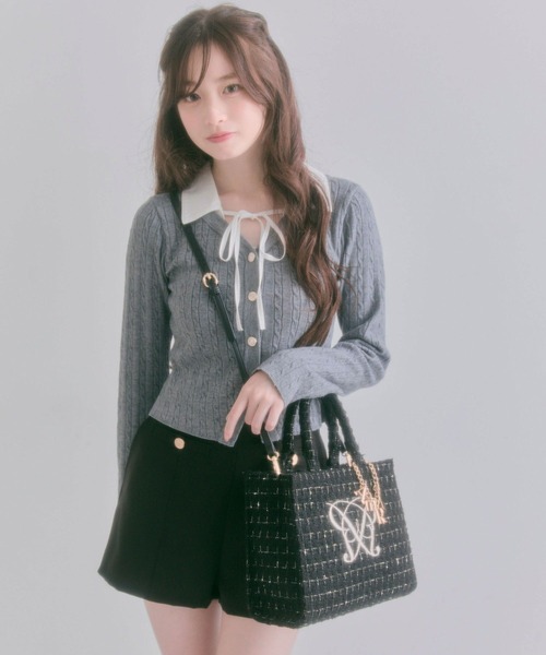 OLIVE des OLIVE（オリーブデオリーブ）の「【タブレット対応/推し活】Aimerianejoie刺繍入りミニトート（トートバッグ・レディース・ライトグレー/アイボリー/ブラック/サックスブルー・FREE）」の14枚目の写真